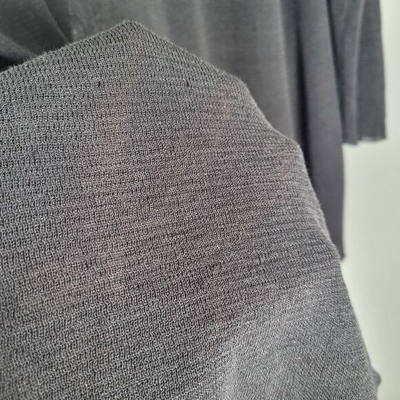 Eileen Fisher Size XL Organic Linen Nylon Open Front Cardigan Long Line Gray - Picture 8 of 12